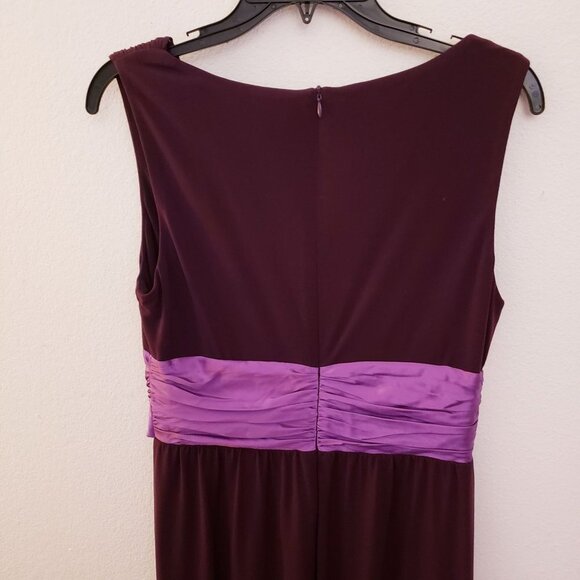 David Meister Purple Satin Trimmed Sash Cocktail Dress Size 8 EUC - Picture 6 of 8